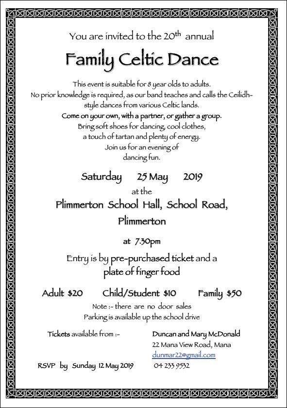 Family Celtic Dance @ Plimmerton School Hall | Porirua | Wellington | New Zealand